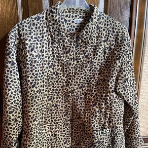 Black & Cream Ann May Leopard Print Silk Jacket